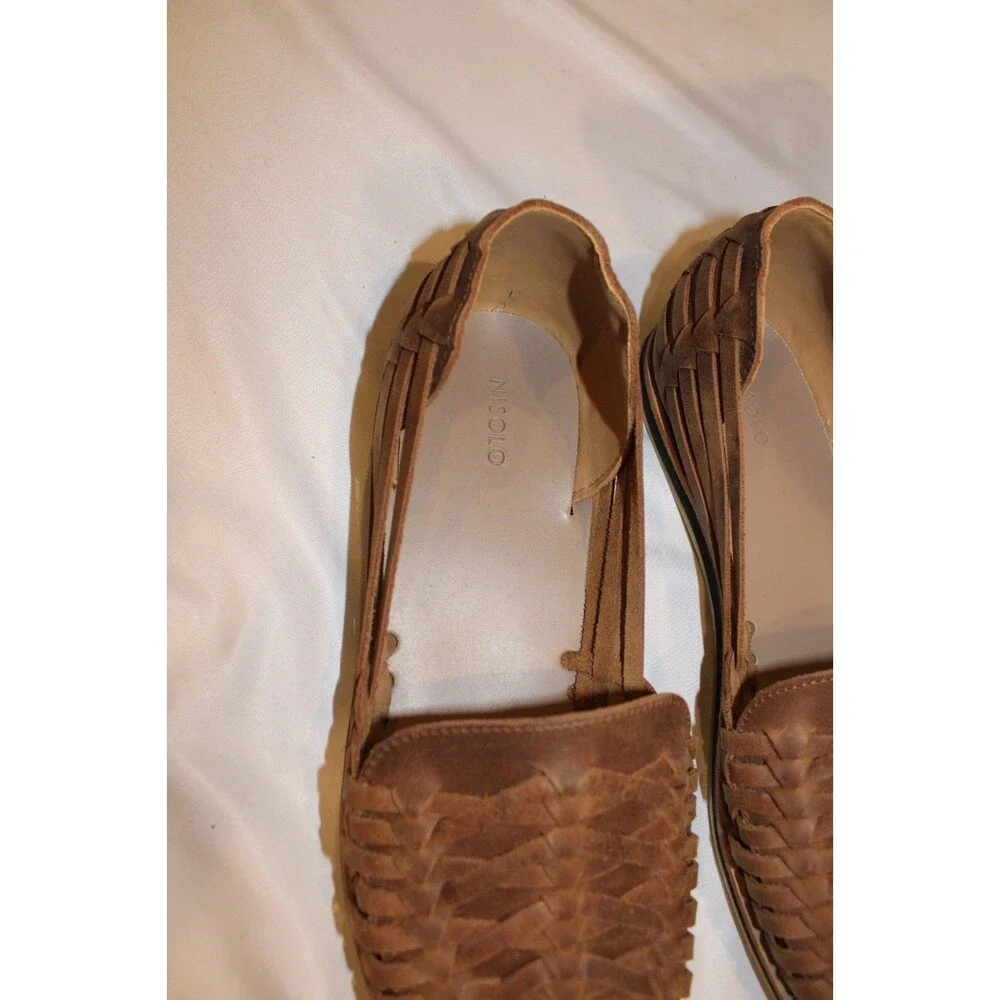 Nisolo Men's Woven Leather Slip-On Sandals in Tan
